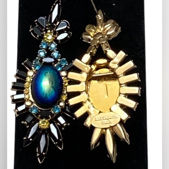 Elizabeth Cole iridescent hematite and crystals drop earrings - Picture 3 of 8